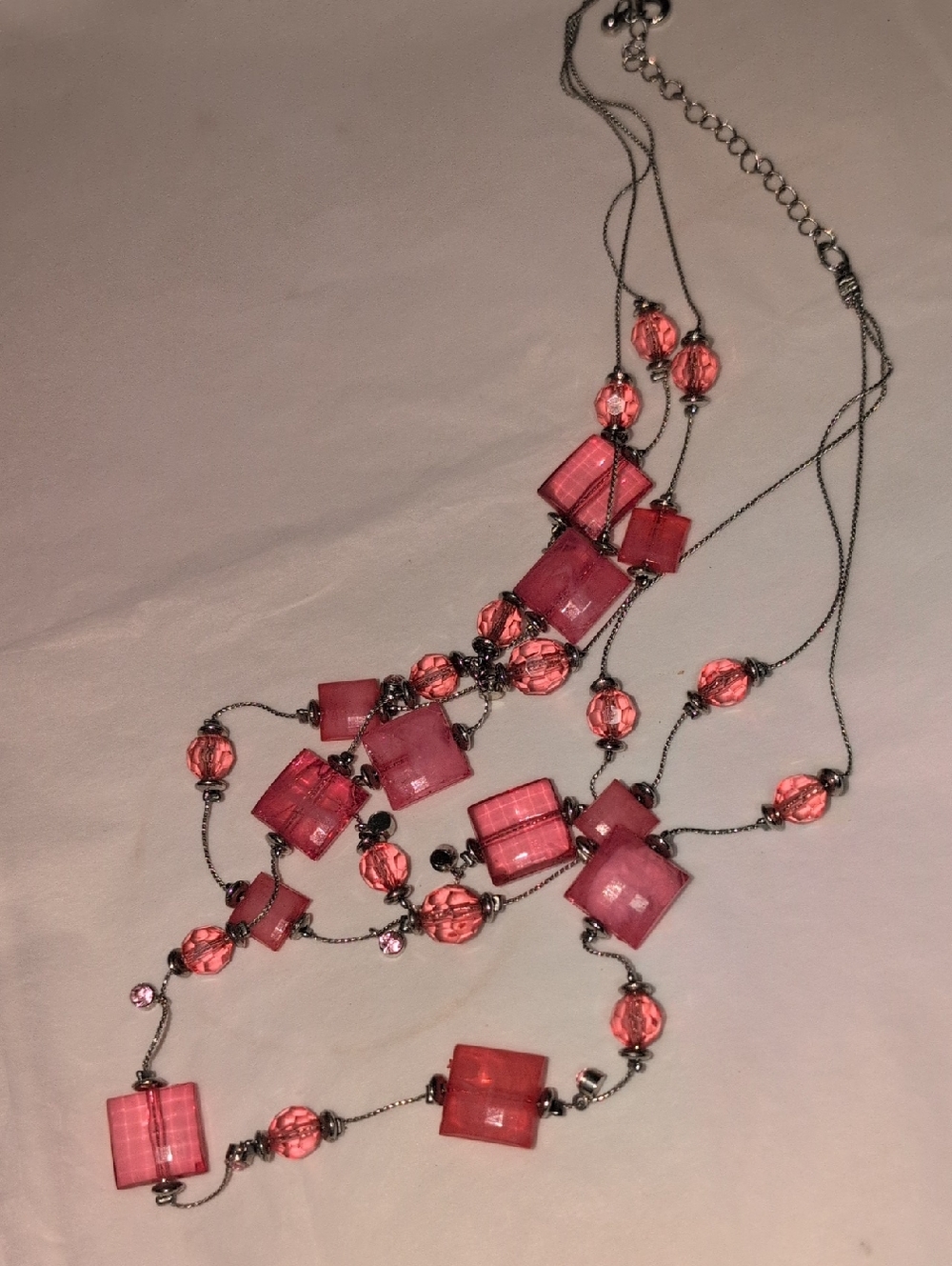 ❤️‍🔥10/$10❤️‍🔥 Multi-Stranded Faux Faceted Pink Beaded Statement Necklace